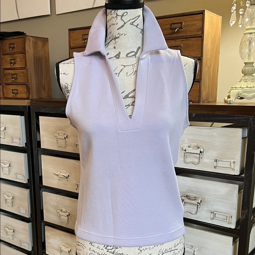 NEW SPANX Air Essentials Light Purple Sleeveless Collared Polo Tank Sz S - Picture 2 of 8